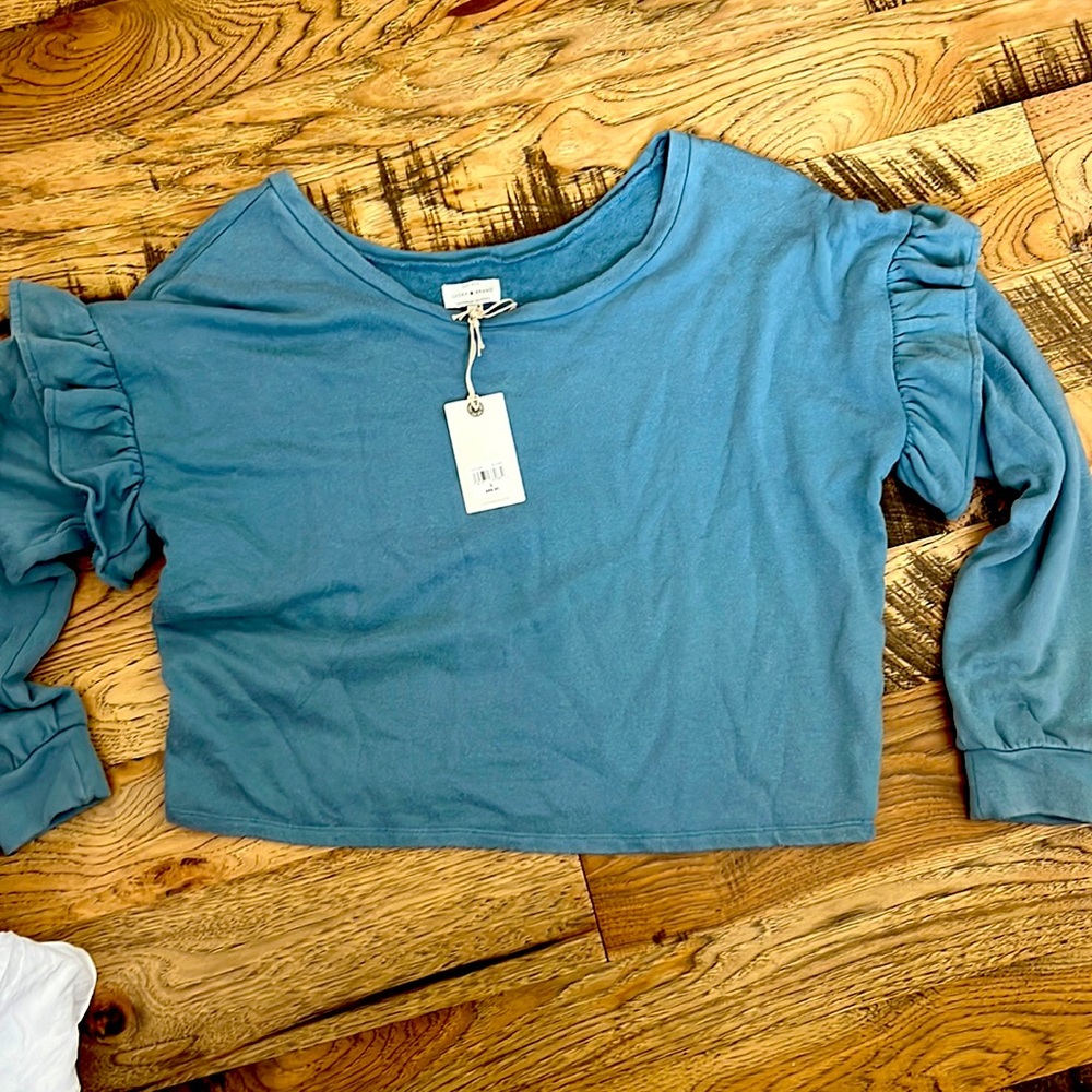 NWT Lucky Brand ruffle sweatshirt.
